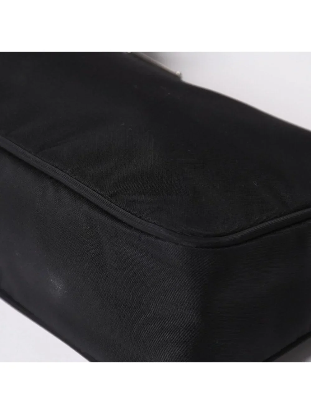 Prada Hobo Nylon Black Triangle Logo Silver